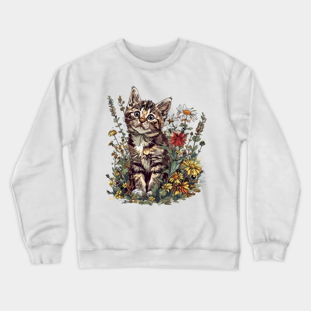 Kitten Crewneck Sweatshirt by erzebeth